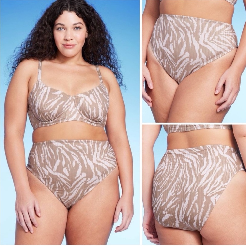 NWT Zebra Print Bikini Bottoms Size X 14-16